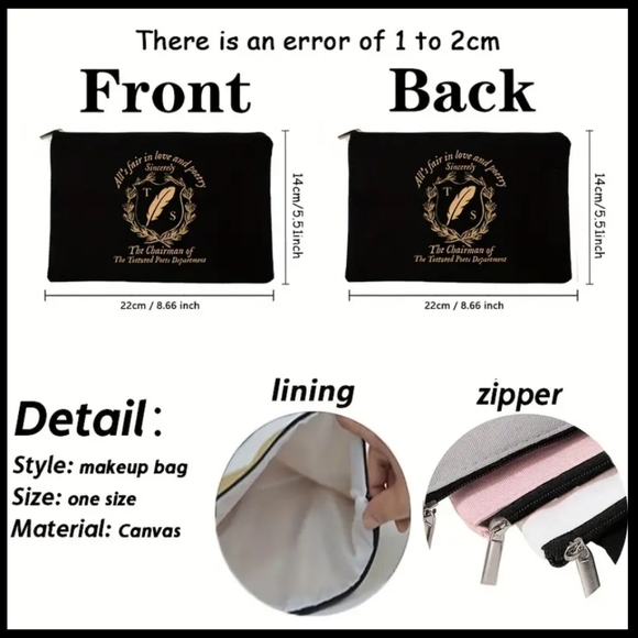 TAYLOR SWIFT | Tortured Poets Department Canvas Makeup 💄 Cosmetic Bag - Picture 5 of 6